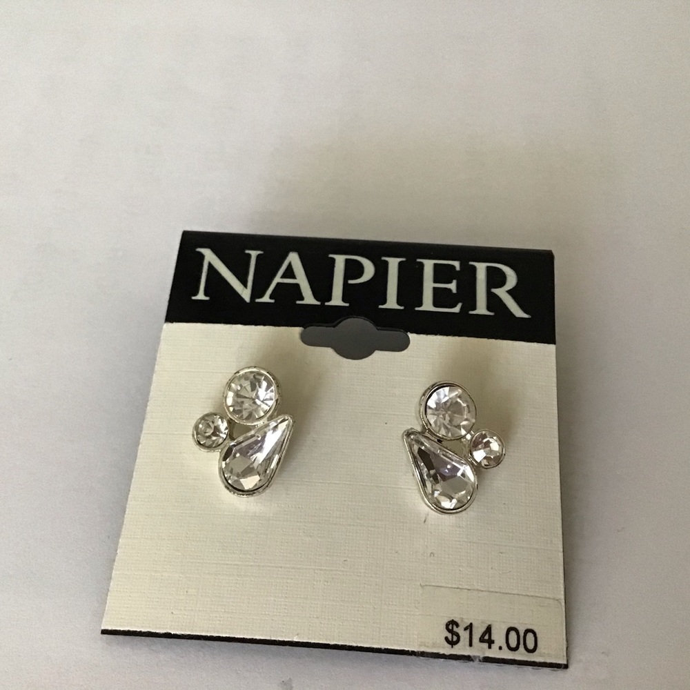 Earrings Clear stones Design by Napier Studs NWT